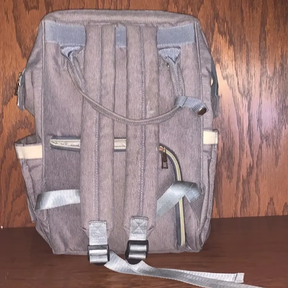 Diaper Bag Backpack Gray Multi-Pocket Baby Travel Backpack